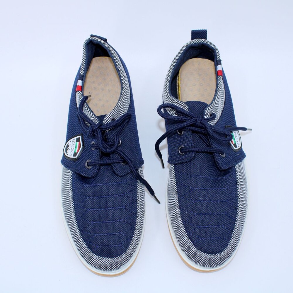 Fashion Sport Custom Pattern Blue Gray Canvas Shoes Lace Up NWOT - Picture 3 of 8